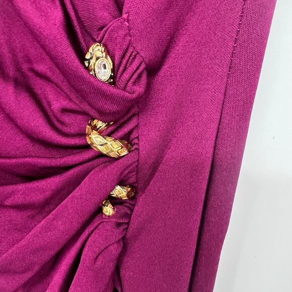 Roberto Cavalli Faux Wrap Snake Hardware Dress Women's Size 38 US 2 Dark Berry - Picture 5 of 10